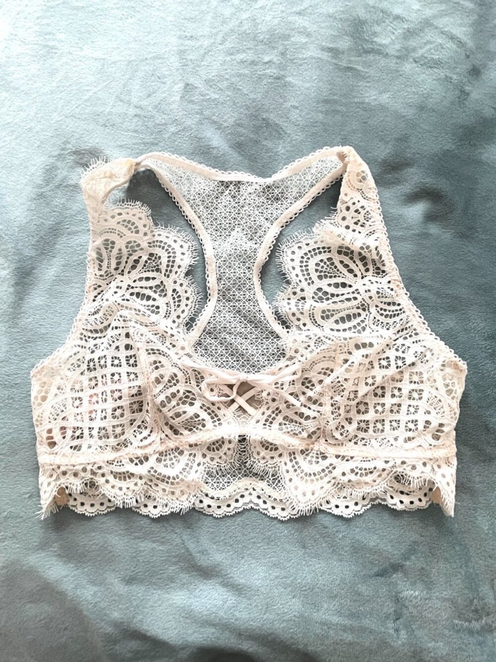 New Victoria's Secret Bralette Bra Dream Angels Lace Racerback Ivory Medium